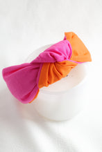 Load image into Gallery viewer, Two Tone | Orange & Hot Pink | Top Knot Headband