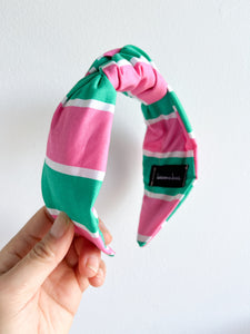 Wide Stripe | Pink & Jade | Top Knot Headband