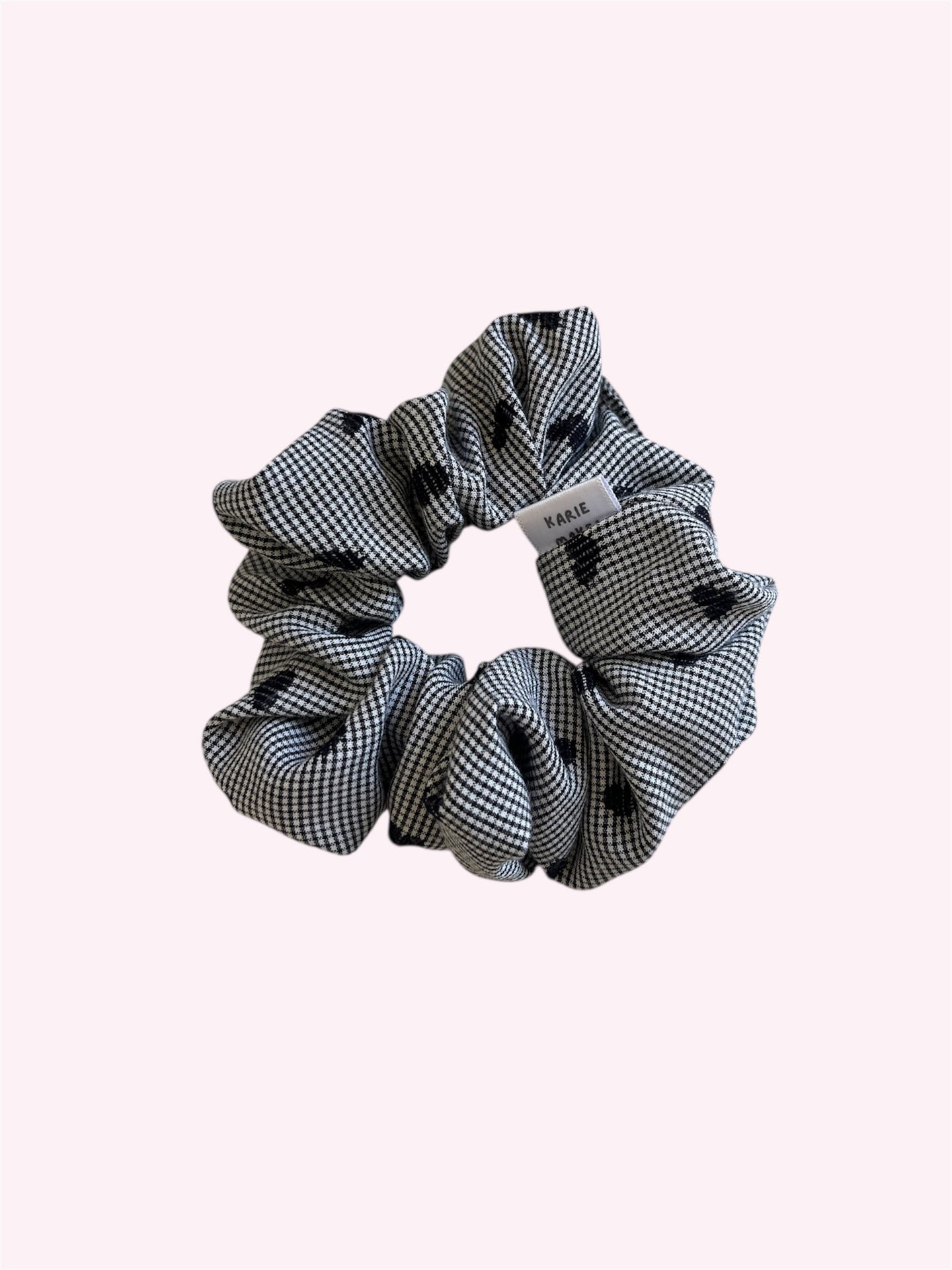 Mini Gingham & Hearts | Black | Scrunchies