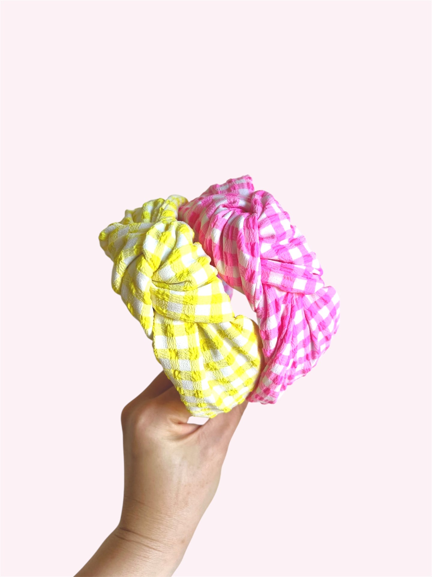 Bright Pink & Yellow Gingham | Top Knot Headbands