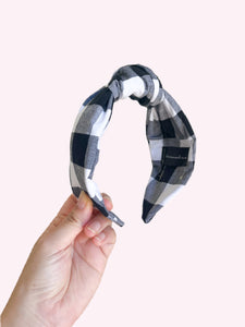 Black & White Gingham  | Top Knot Headband