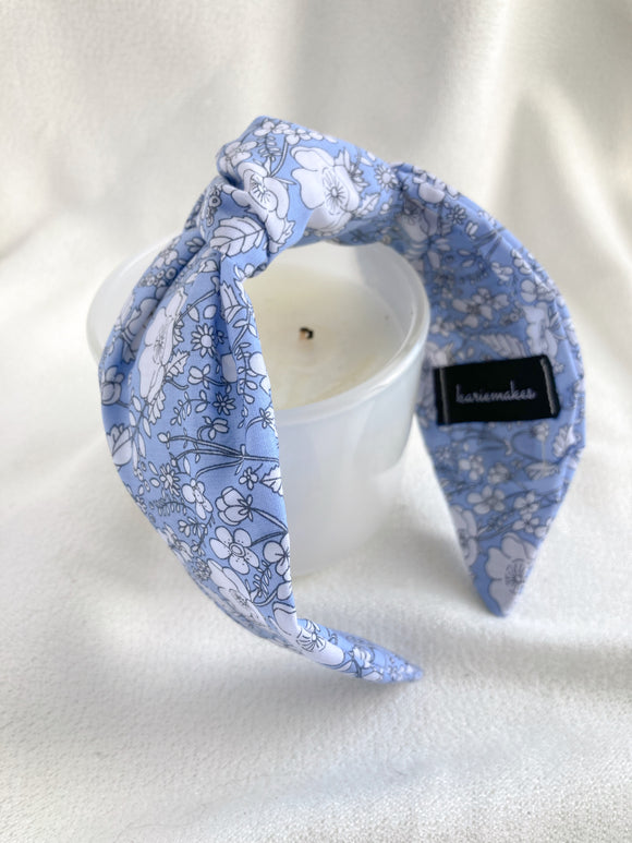 Floral Print | Light Blue | Top Knot Headband