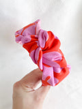 Retro Flower | Orange- Red & Pink | Top Knot Headband