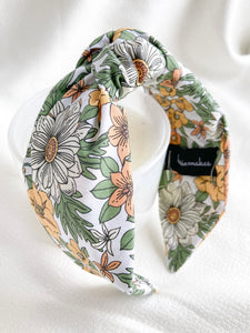 Native Floral Printed | White | Top Knot Headband
