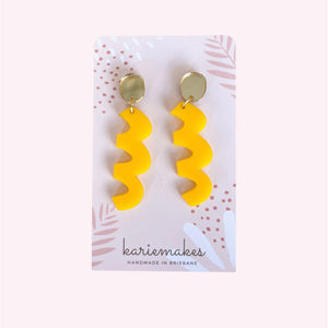 Squiggles Shapes | Yellow |  Acrylic Earrings