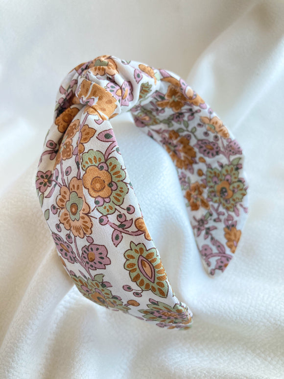 Floral Bouquet Batik | Mustard | Top Knot Headband