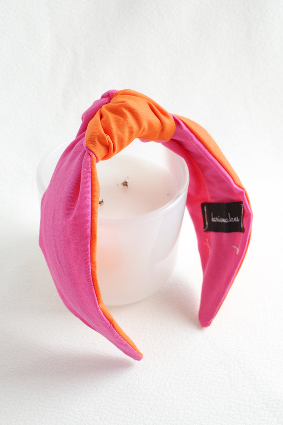 Two Tone | Orange & Hot Pink | Top Knot Headband