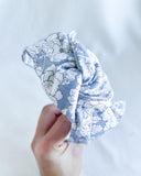 Mono Floral Printed | Blue | Top Knot Headband