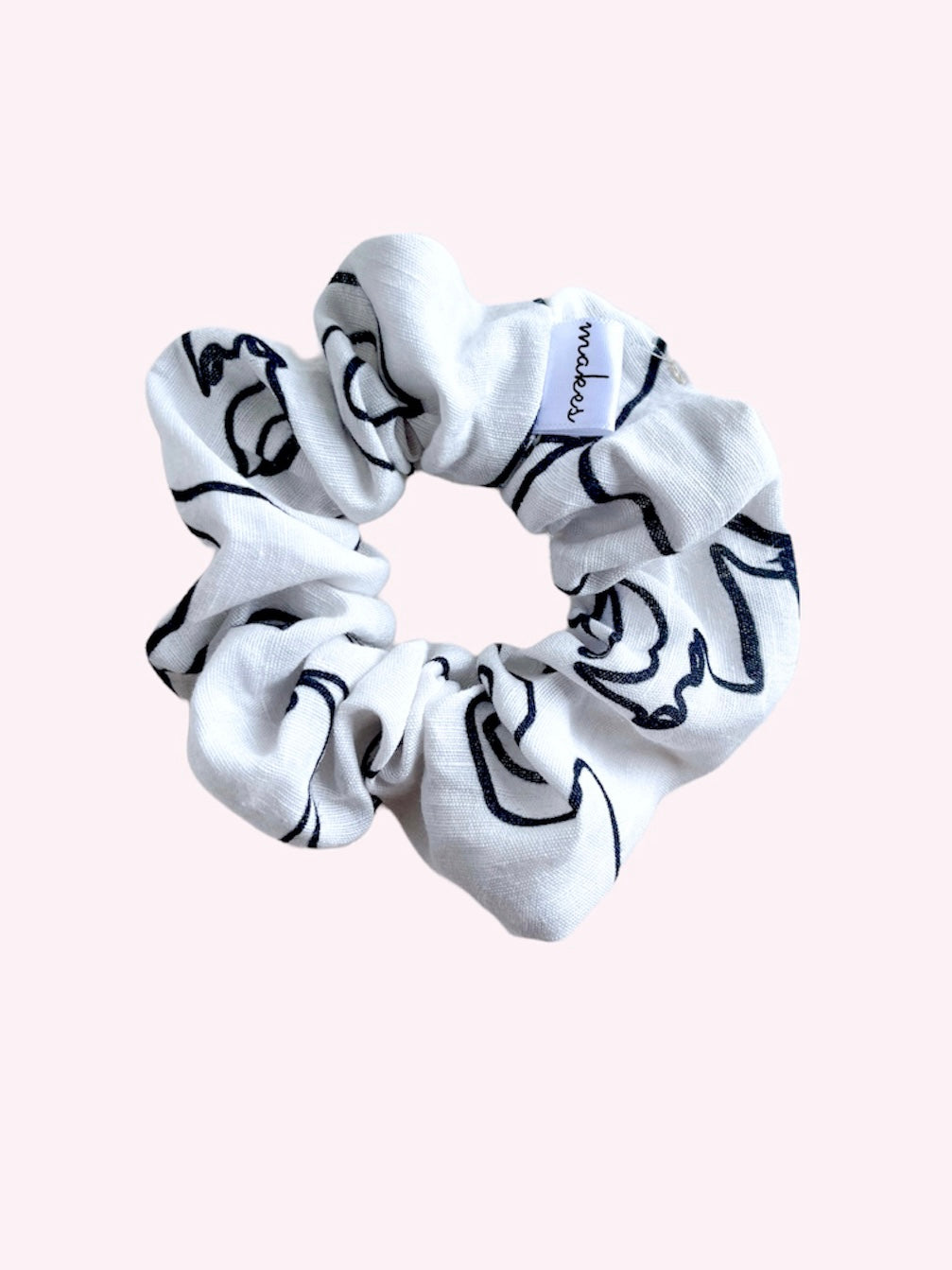 Cotton Linen | White & Lines | Scrunchies