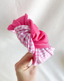 Two Tone | Hot Pink & Pink Gingham | Top Knot Headband